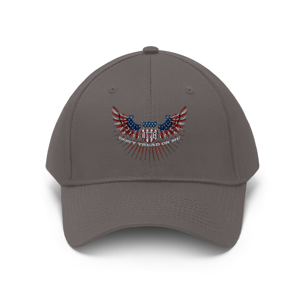Don't Tread On Me 1776 Eagle American Flag Twill Cap featuring a patriotic design and bold colors.
