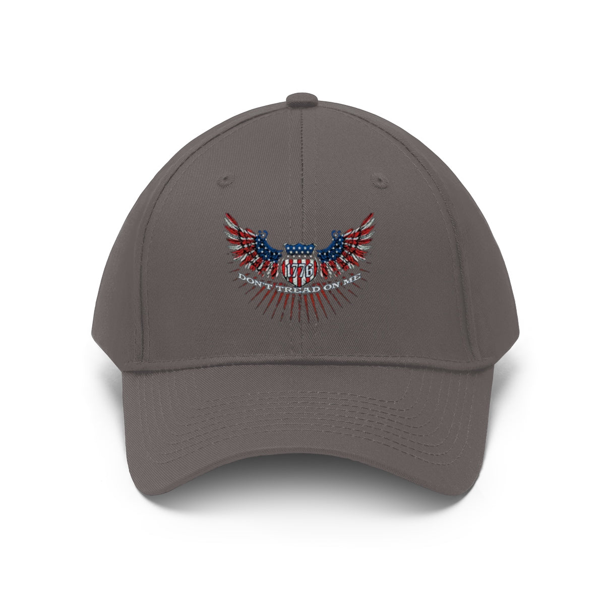 Don't Tread On Me 1776 Eagle American Flag Twill Cap featuring a patriotic design and bold colors.