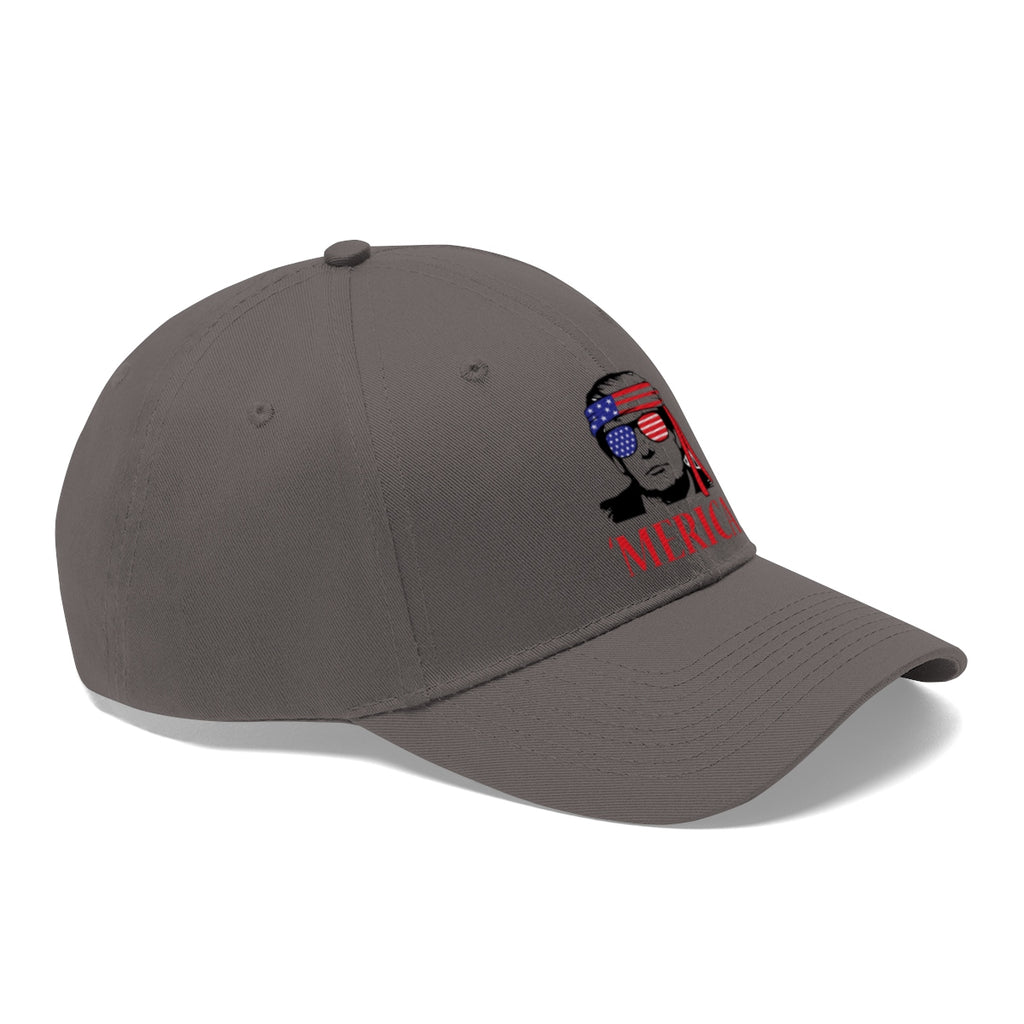 Classic Merica Baseball Cap with Trump Design featuring patriotic colors and bold graphics.