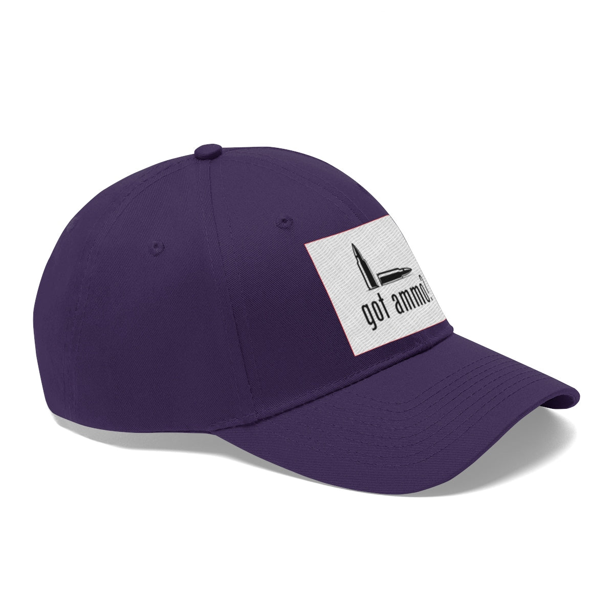 Got Ammo Twill Cap Funny Tactical Style Cap in purple featuring a bold graphic design.