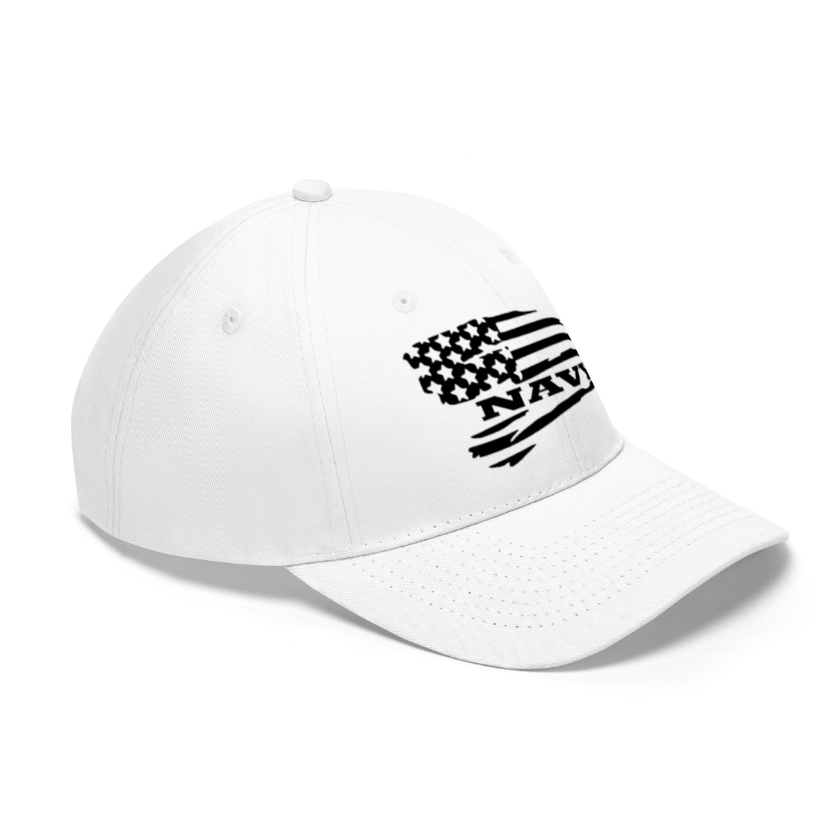 Navy On Distressed American Flag Twill Cap