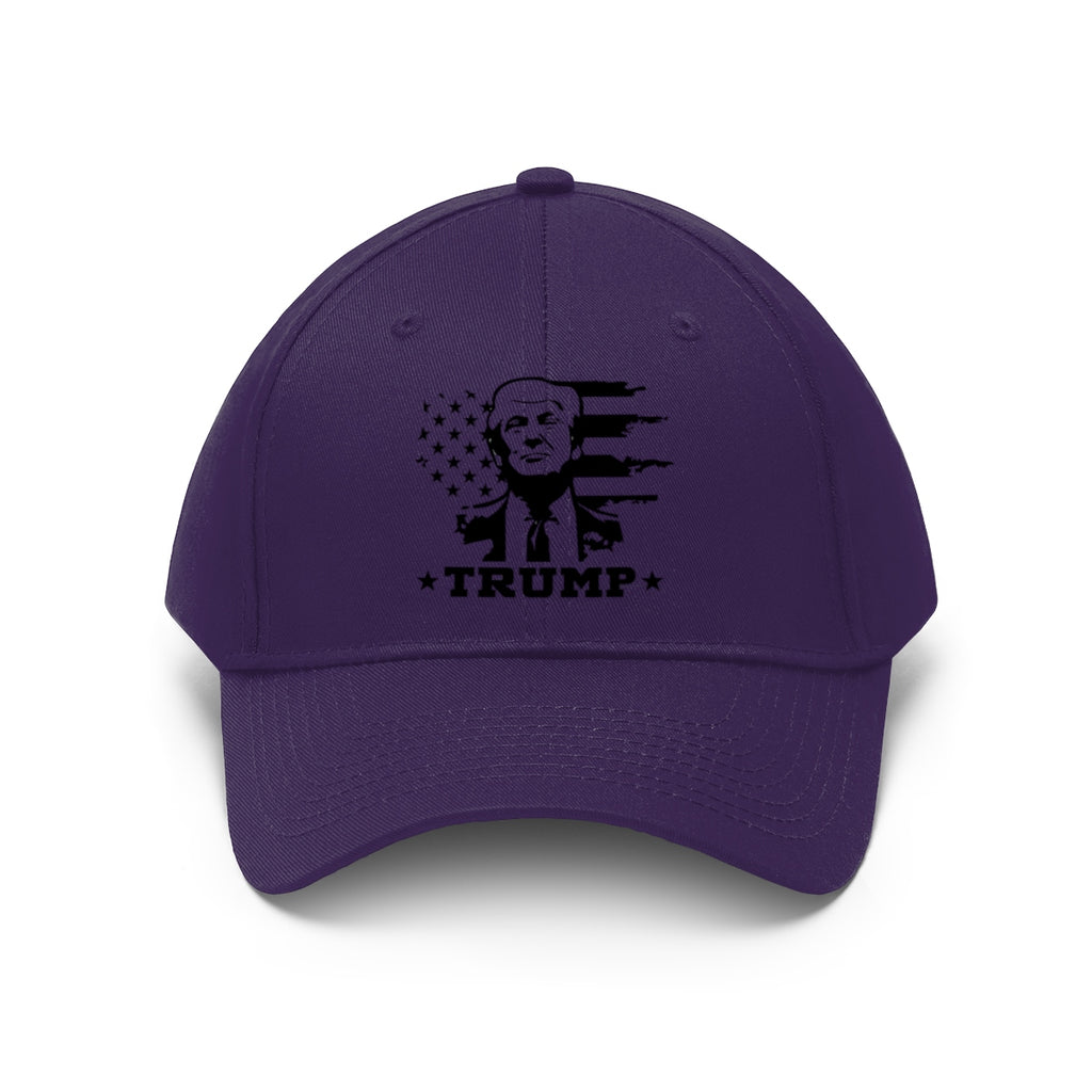 Black White Flag Baseball Cap Featuring Trump 2020 with political design and bold graphics.