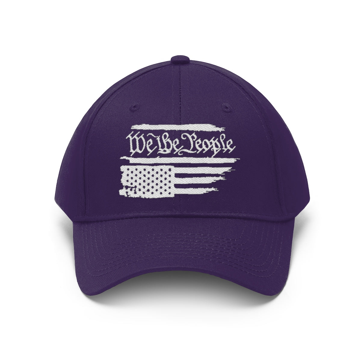 We The People On Distressed American Flag Twill Cap featuring a vintage design and patriotic theme.