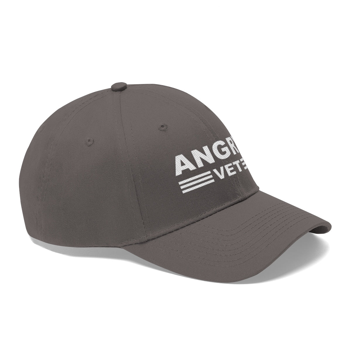 Angry Vet Twill Cap Veteran Pride Graphic Hat showcasing a bold design for military veterans and supporters.