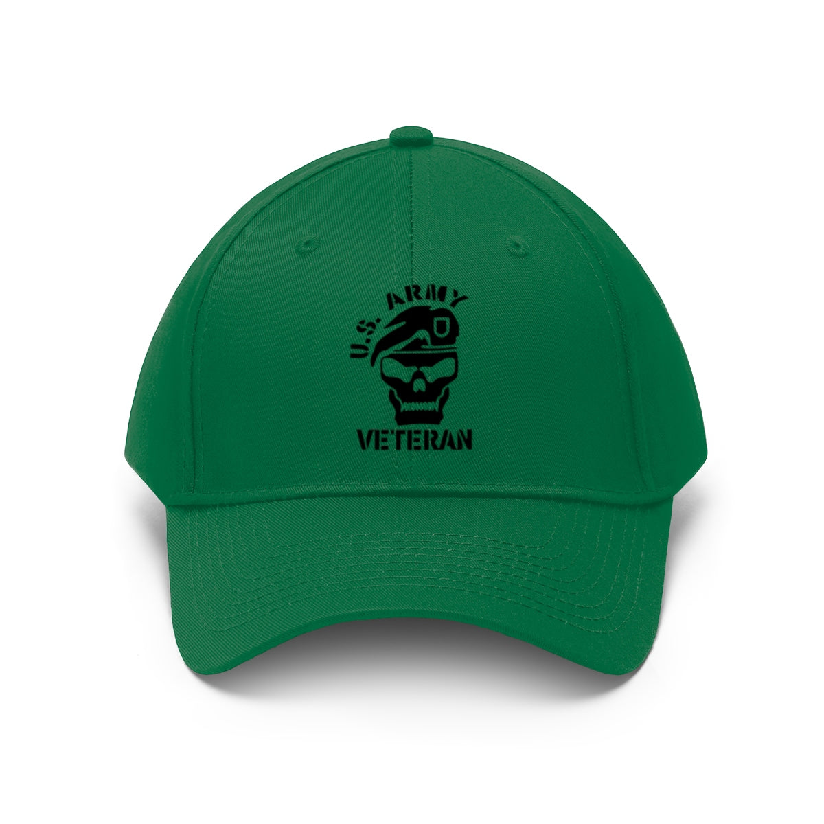 Vintage Twill Baseball Cap US Army Veteran in green with logo featuring U.S. Army Veteran text.