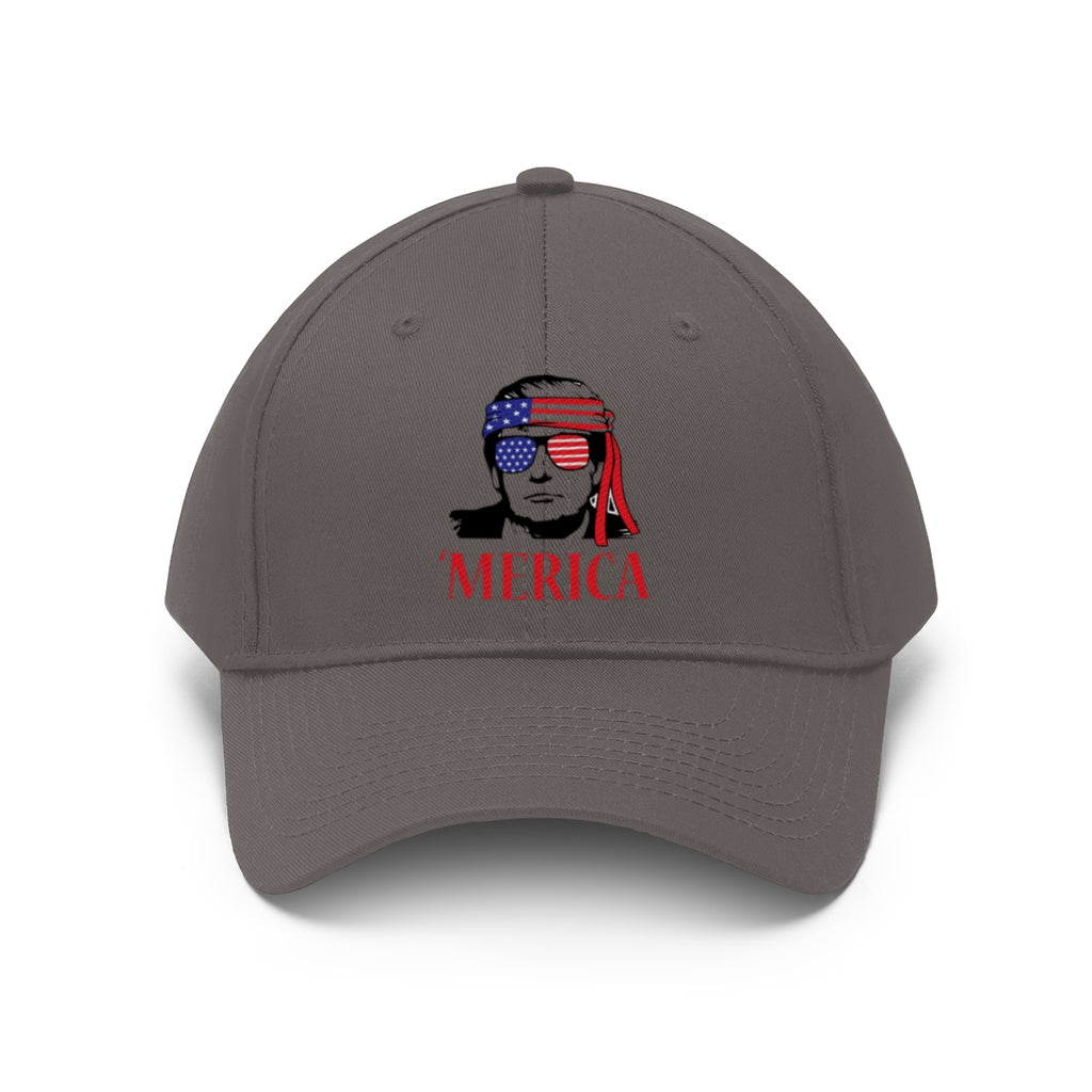 Classic Merica Baseball Cap with Trump Design featuring patriotic design and colors.