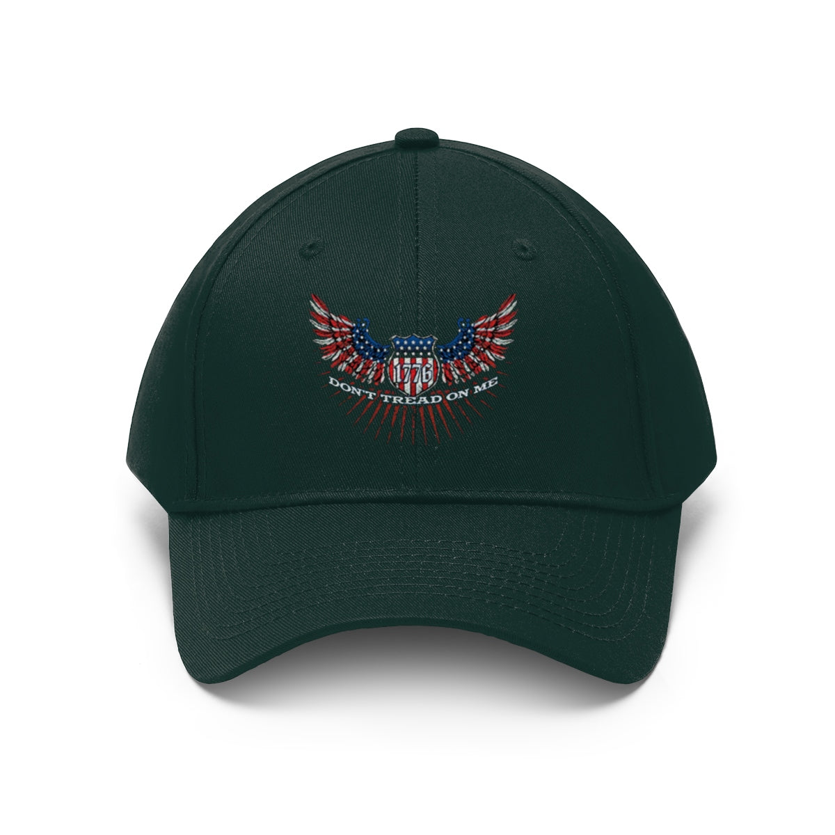 Don't Tread On Me 1776 Eagle American Flag Twill Cap with patriotic eagle design.