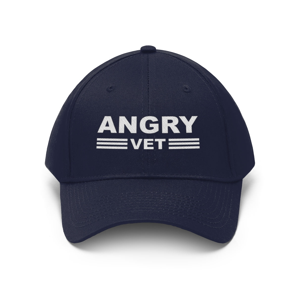 Angry Vet Twill Cap Veteran Pride Graphic Hat showcasing bold design and military pride.