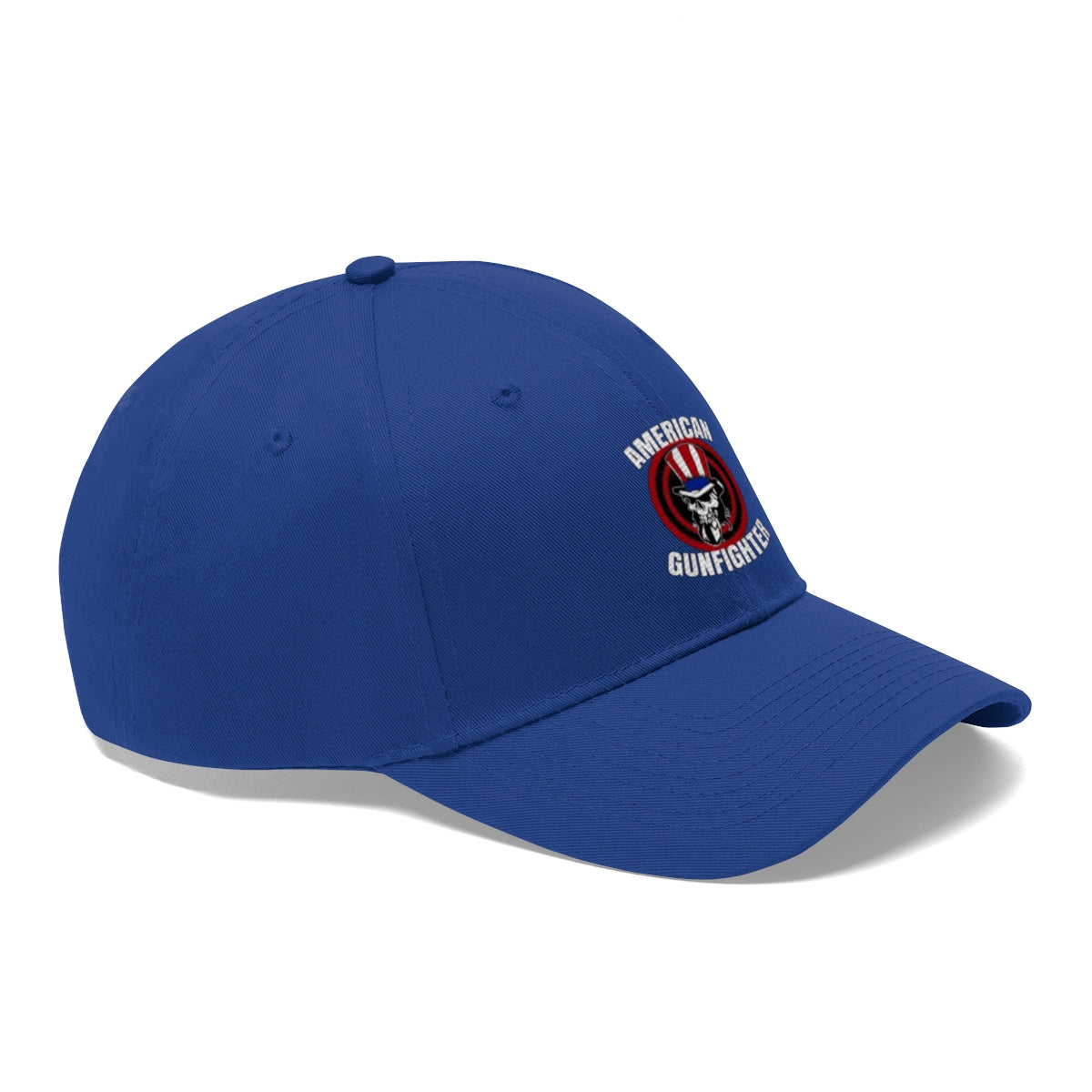 American Gunfighter Twill Cap Western Style Graphic Cap in blue with rugged design.
