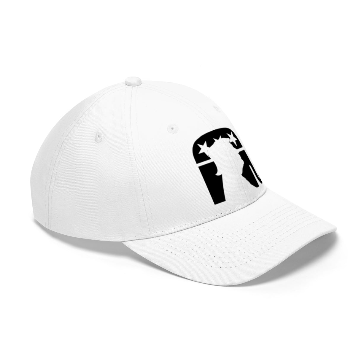 Trump Silhouette On GOP Symbol Twill Cap, white cap featuring iconic political design.