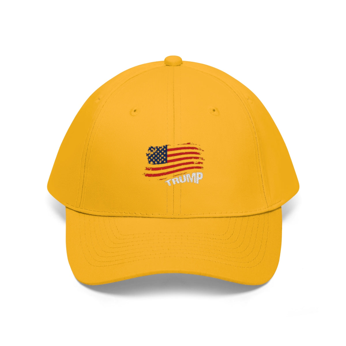 Trump American Flag Patriotic Twill Cap with embroidered flag and Trump text