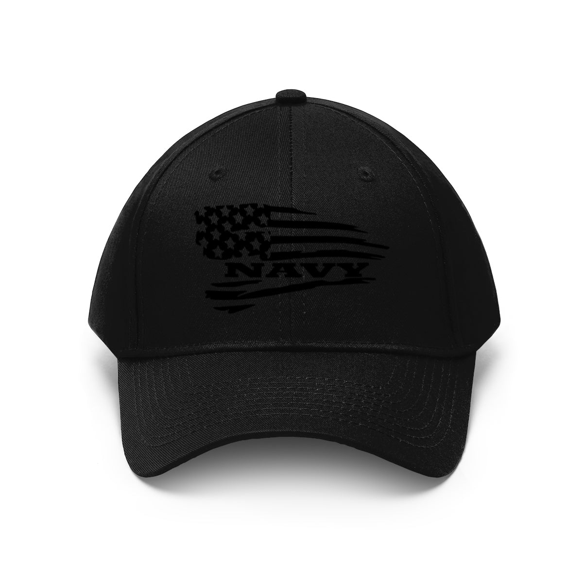 Navy On Distressed American Flag Twill Cap