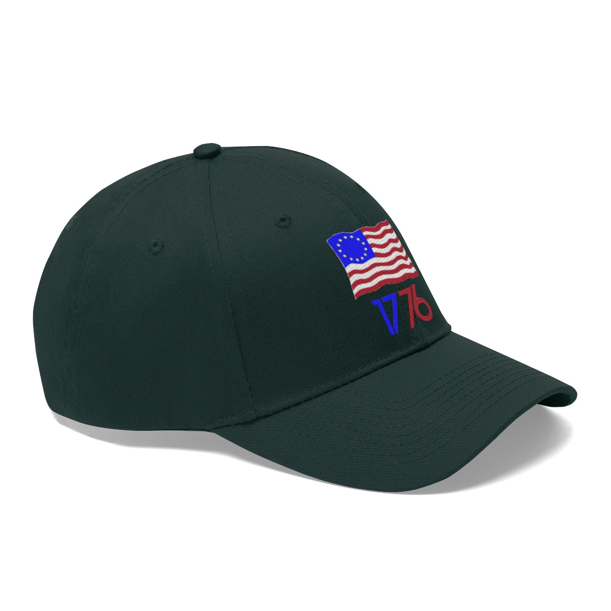 Betsy Ross Flag 1776 Twill Cap with embroidered flag design, perfect for a patriotic style statement.