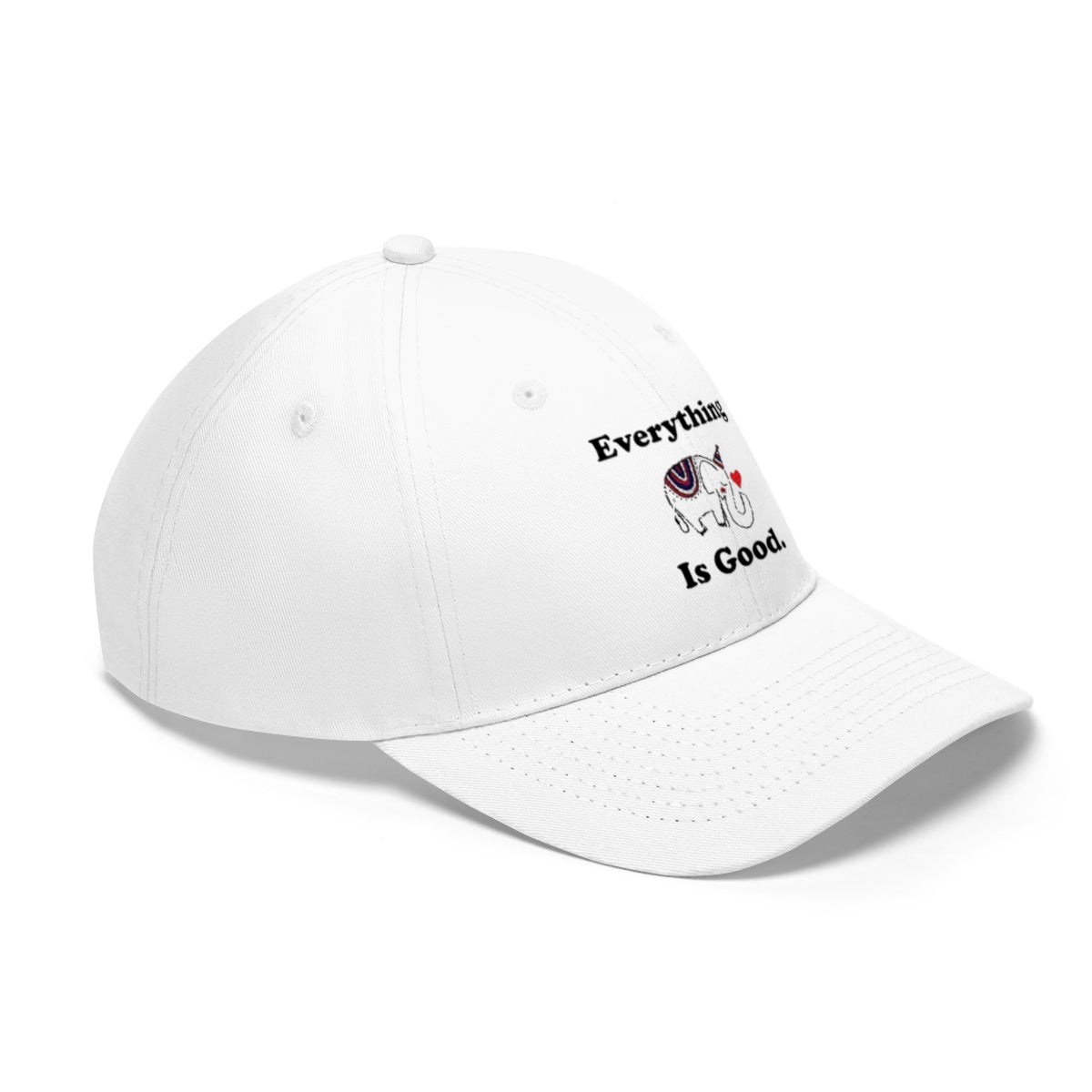 Everything Is Good With GOP Elephant Symbol Twill Cap featuring a white design and bold text.