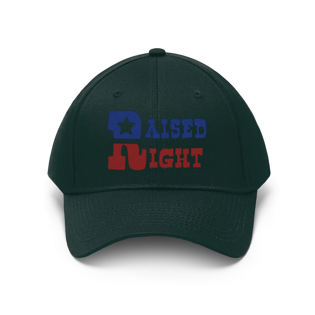 Raised Right Twill Cap Bold Values Casual Wear Cap with colorful bold lettering.