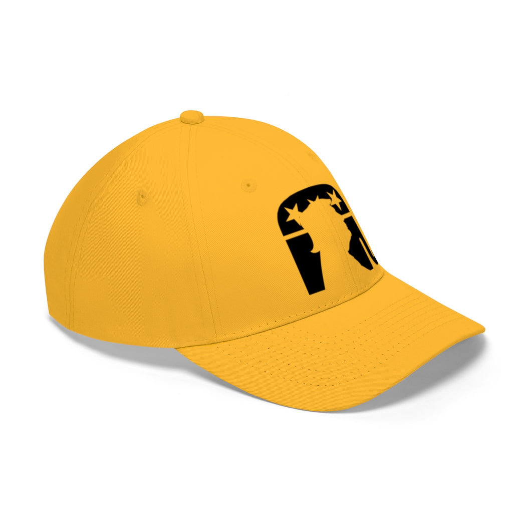 Trump Silhouette On GOP Symbol Twill Cap in yellow with black design featuring the Statue of Liberty.