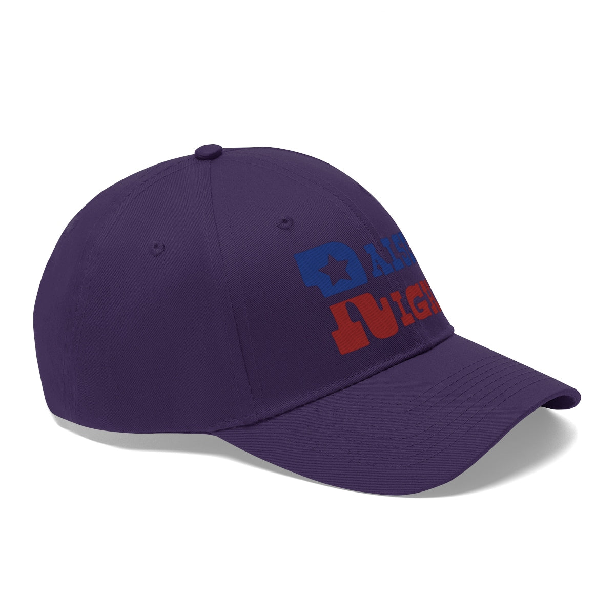 Raised Right Twill Cap Bold Values Casual Wear Cap in purple with bold graphic design
