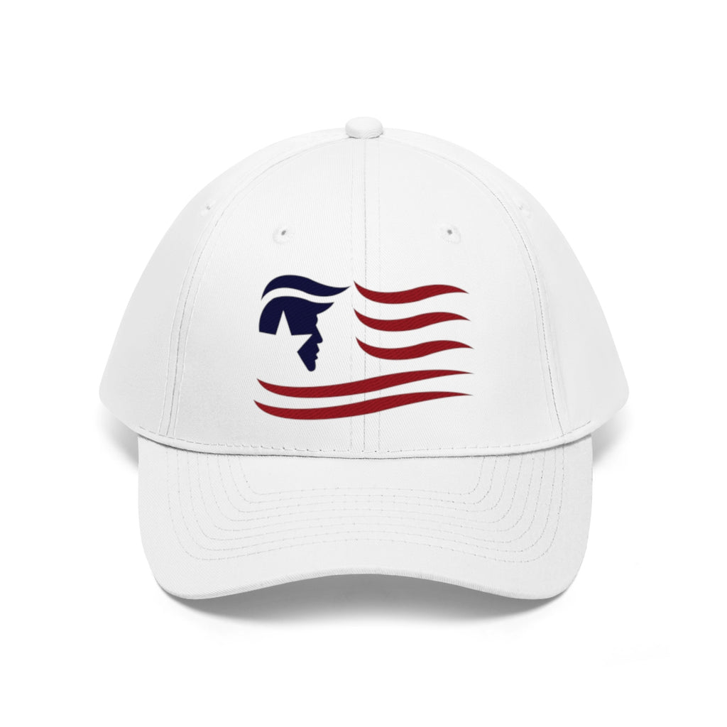 American Flag Twill Cap Trump Classic Patriotic Cap featuring a patriotic design with red and blue elements.