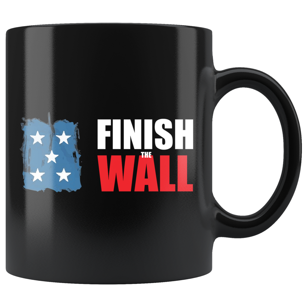 Finish The Wall Ceramic Coffee Mug with blue star design, high gloss premium black finish, perfect for hot and cold beverages.