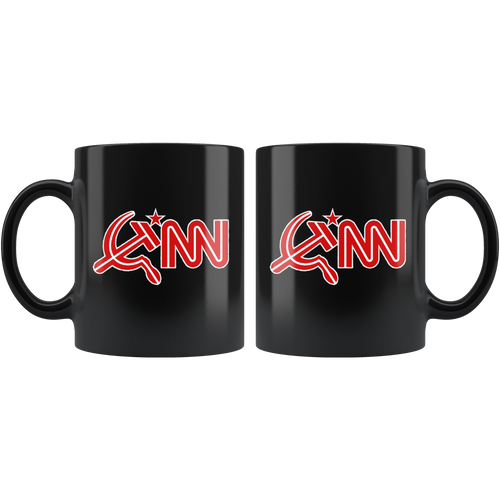 CNN Logo As Hammer & Sickle Blk ceramic mug with high gloss finish, ORCA coating, 11oz capacity, suitable for hot and cold beverages.